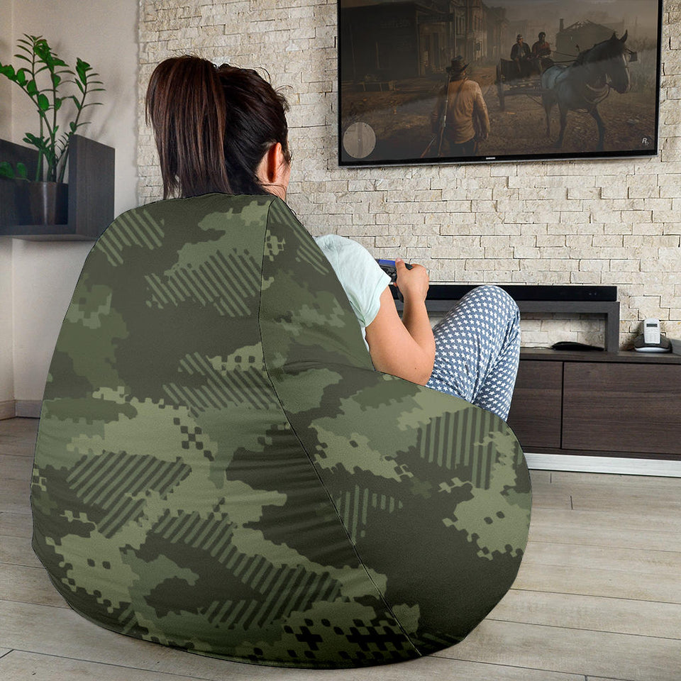 Digital Green Camo Camouflage Pattern Bean Bag Cover
