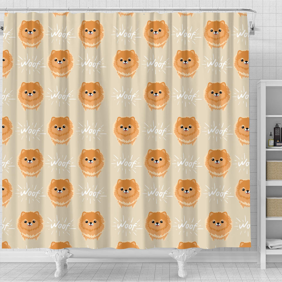 Cute Brown Pomeranian Puppy  Shower Curtain Fulfilled In US
