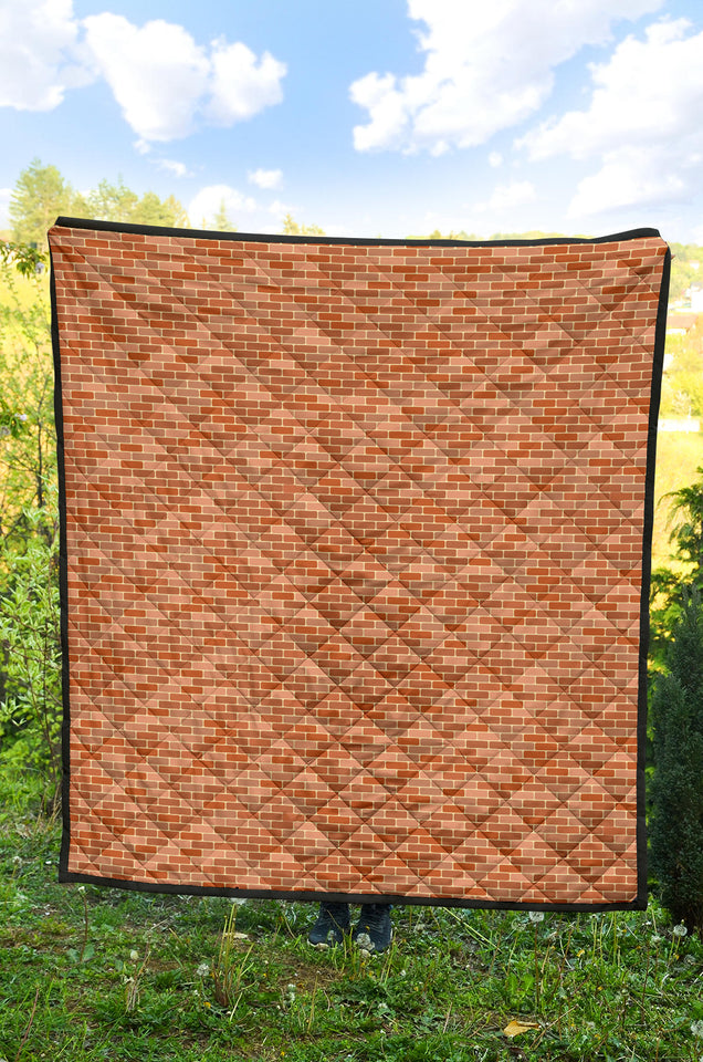Brick Printed Pattern Print Design 02 Premium Quilt