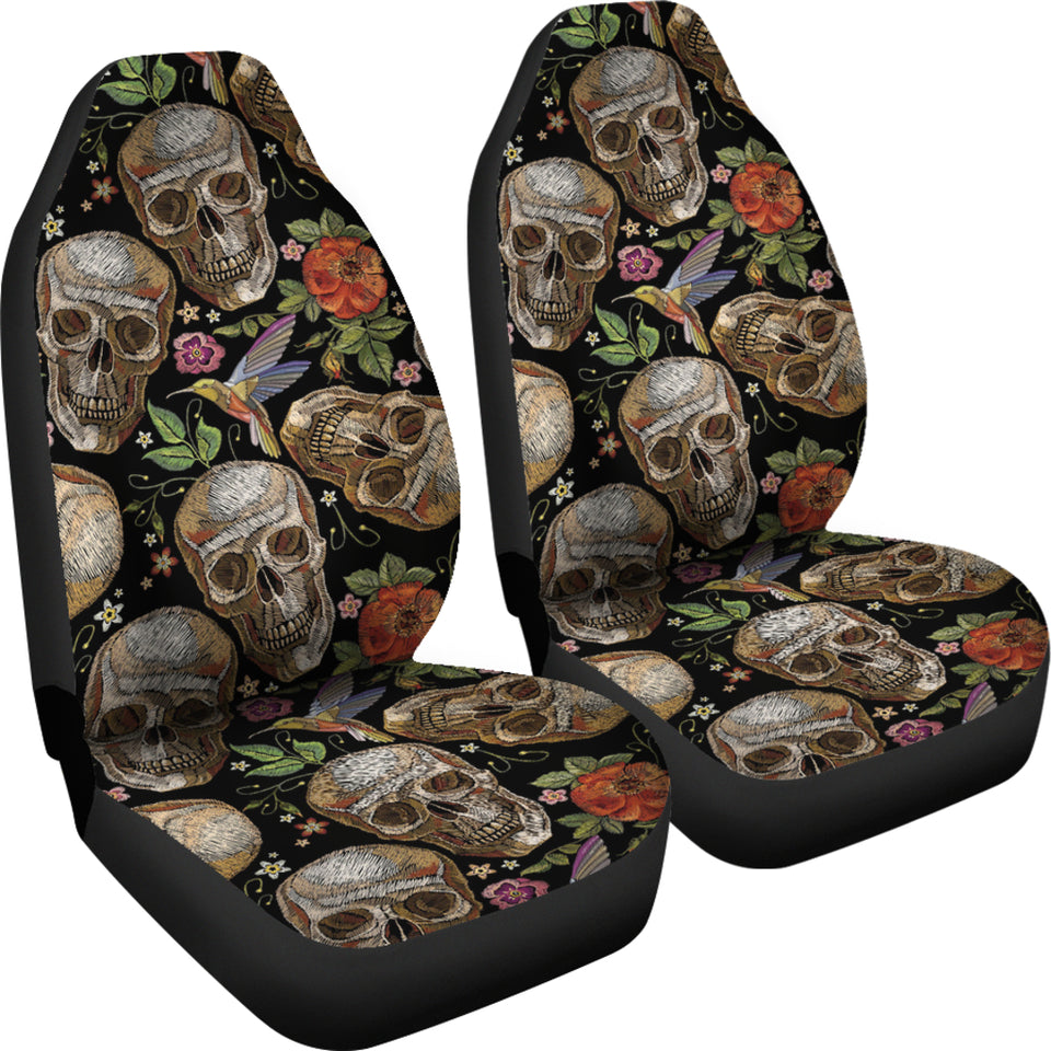Skull Rose Humming Bird Flower Pattern  Universal Fit Car Seat Covers