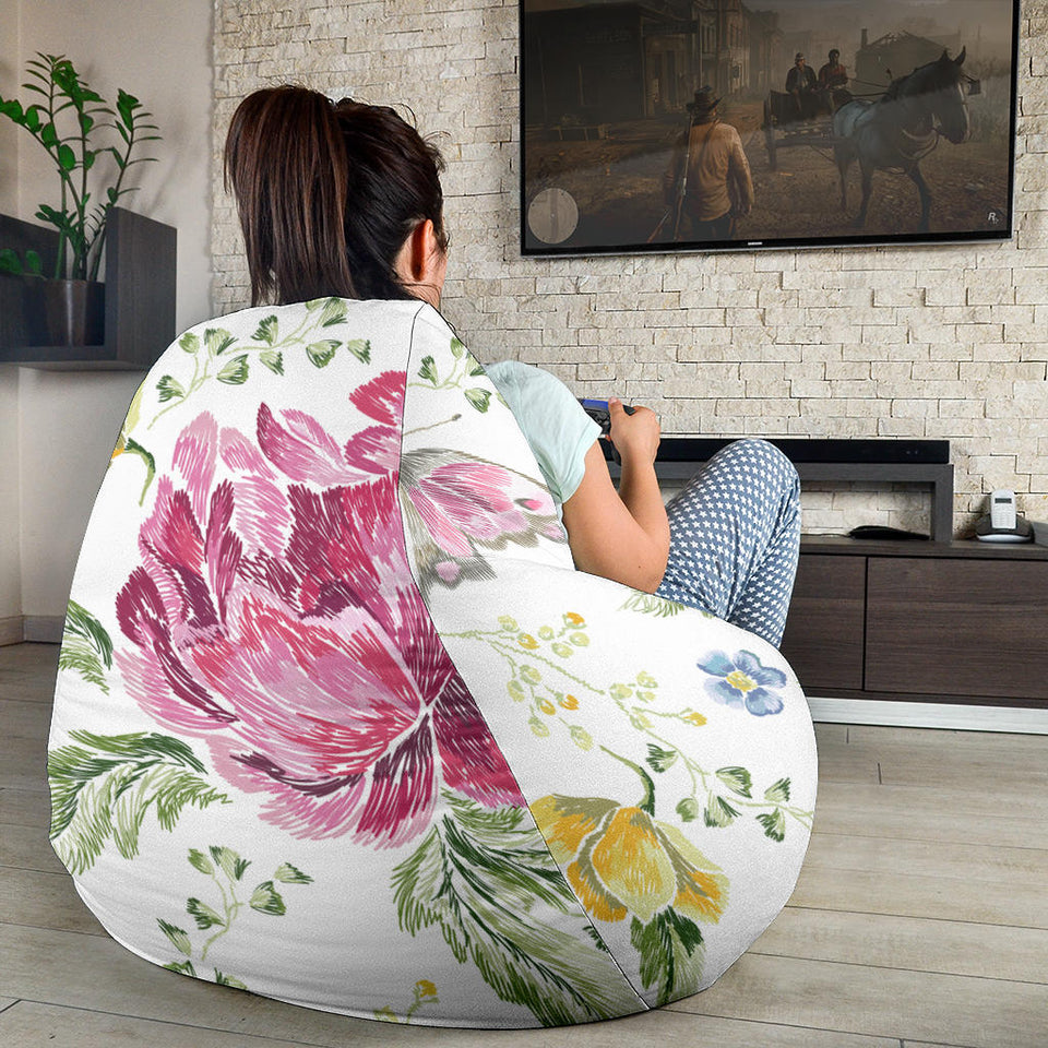 Hand Drawn Butterfly Rose Bean Bag Cover