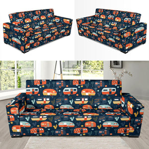 Camper Van Pattern Print Design 05 Sofa Slipcover