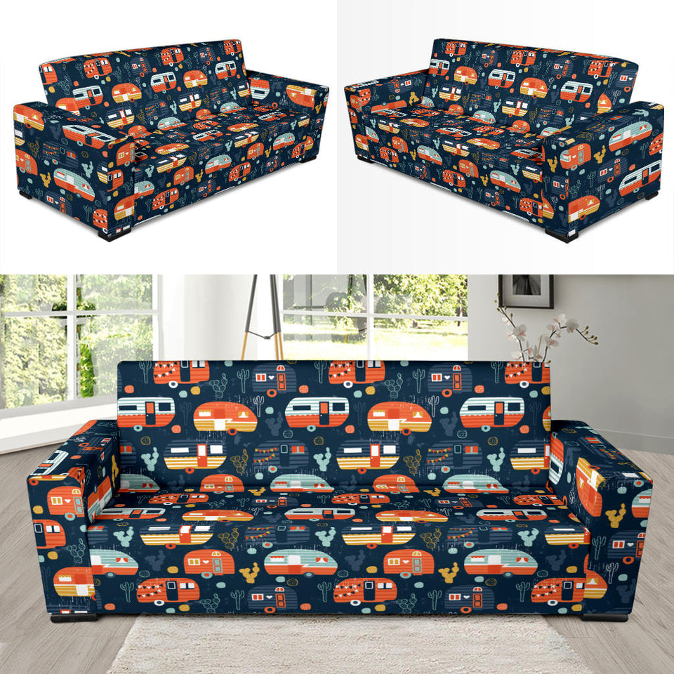 Camper Van Pattern Print Design 05 Sofa Slipcover