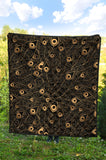 Gold Peacock Feather Pattern Premium Quilt