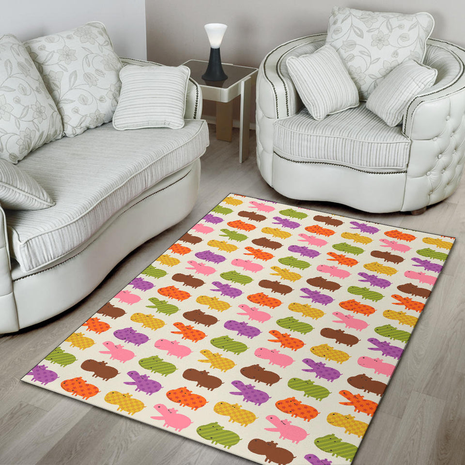 Hippopotamus Pattern Print Design 01 Area Rug
