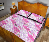 Pink flamingo flower pattern Quilt Bed Set