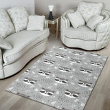 Cute Raccoons Leaves Dot Area Rug