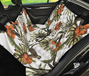 Monkey Red Hibiscus Flower Palm Leaves Floral Pattern Dog Car Seat Covers