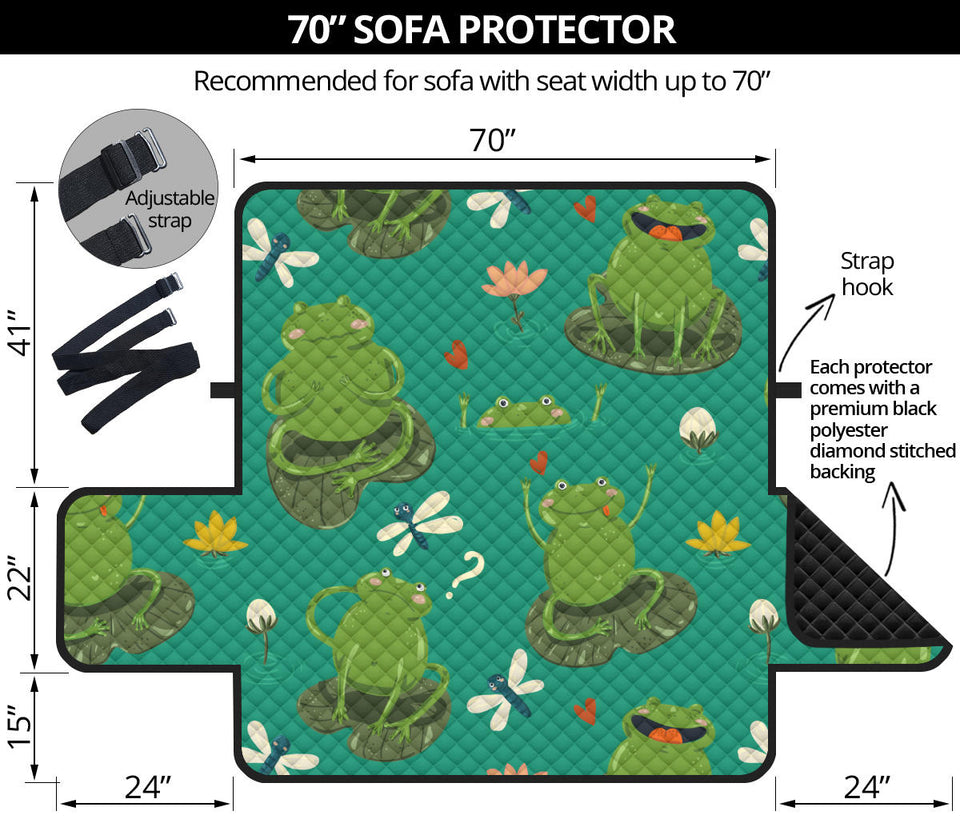 Cute frog dragonfly design pattern Sofa Cover Protector