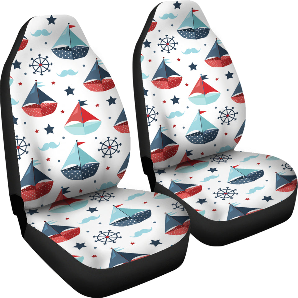 Cute Color Paper Sailboat Pattern  Universal Fit Car Seat Covers