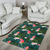 Parrot Palm Tree Leaves Flower Hibiscus Pattern Area Rug