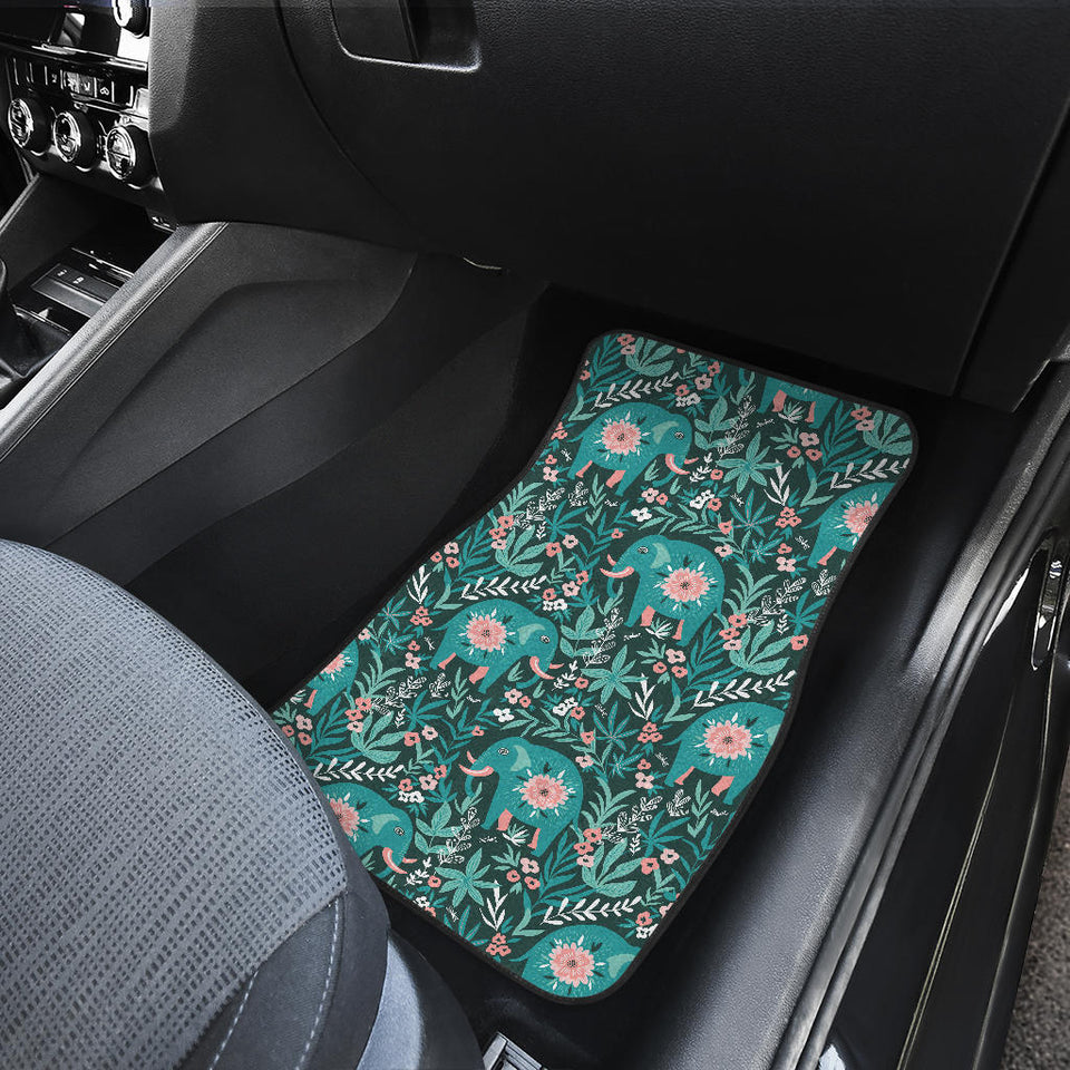 Elephants Jungle Pattern Front And Back Car Mats