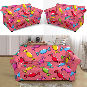 Colorful Wrapped Candy Pattern Loveseat Couch Slipcover