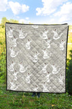 White Swan Gray Background Premium Quilt