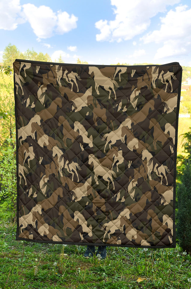 Horse Camo Camouflage Pattern Premium Quilt.