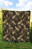 Horse Camo Camouflage Pattern Premium Quilt.