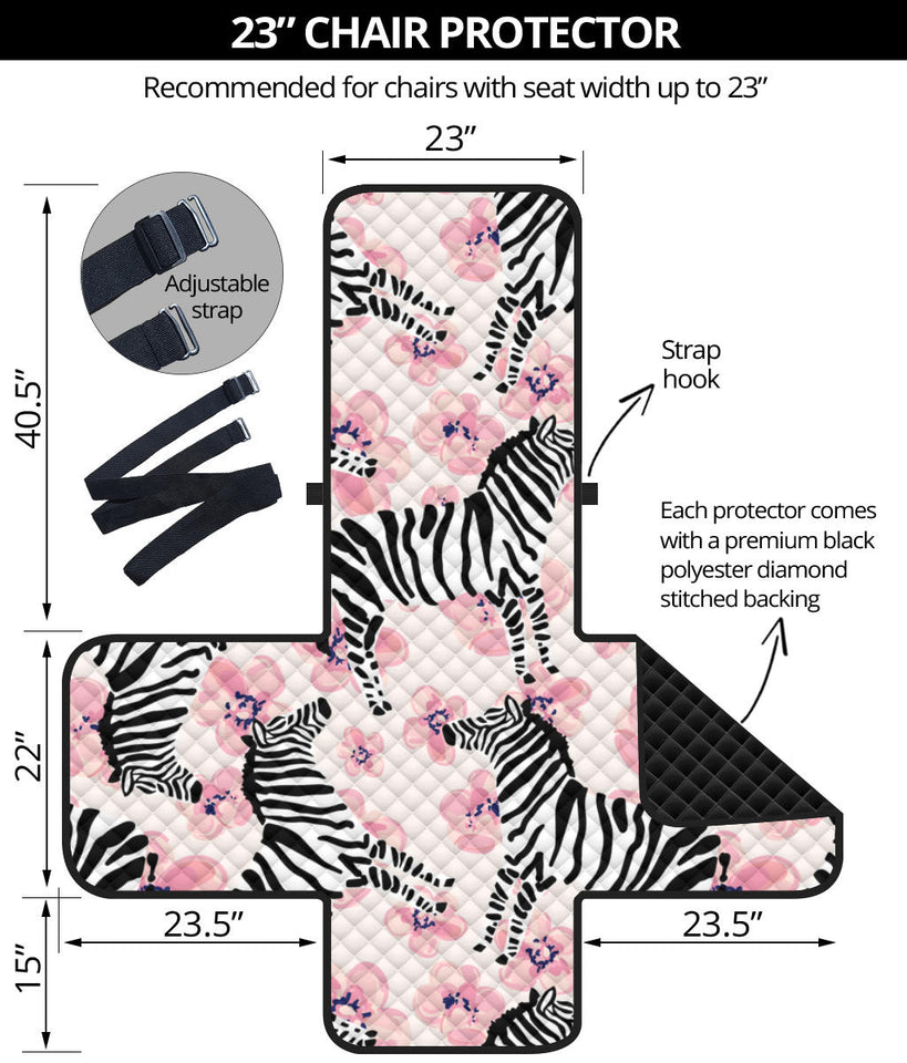 Zebra pink flower background Chair Cover Protector