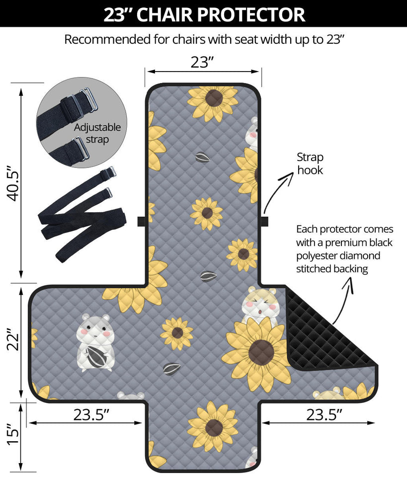 Cute hamster sunflower pattern background Chair Cover Protector