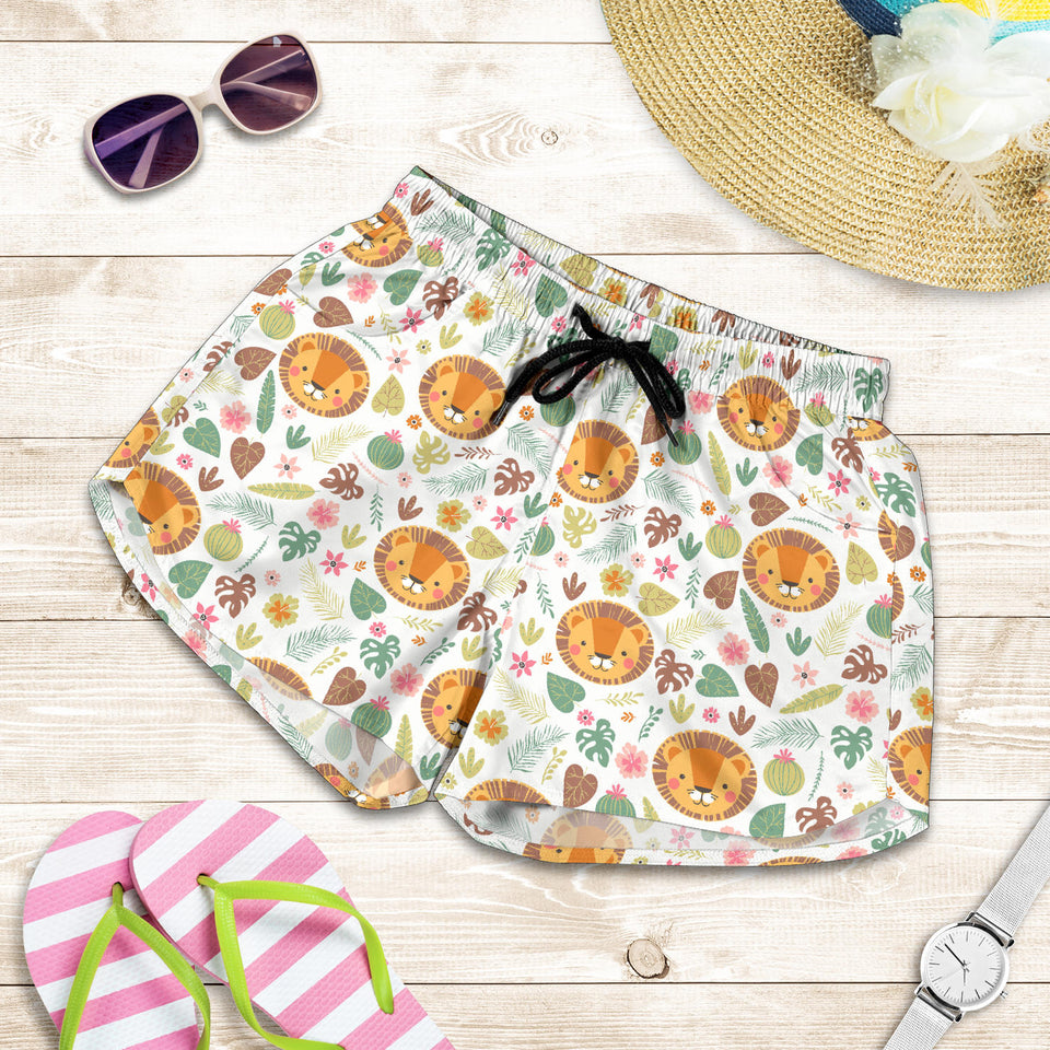 Lion Pattern Print Design 04 Women Shorts