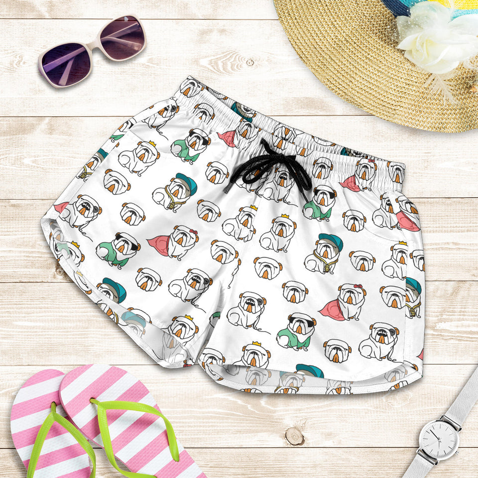 English Bulldog Pattern Print Design 03 Women Shorts