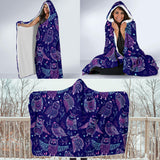 Cute Owls Pattern Boho Style Ornament Hooded Blanket