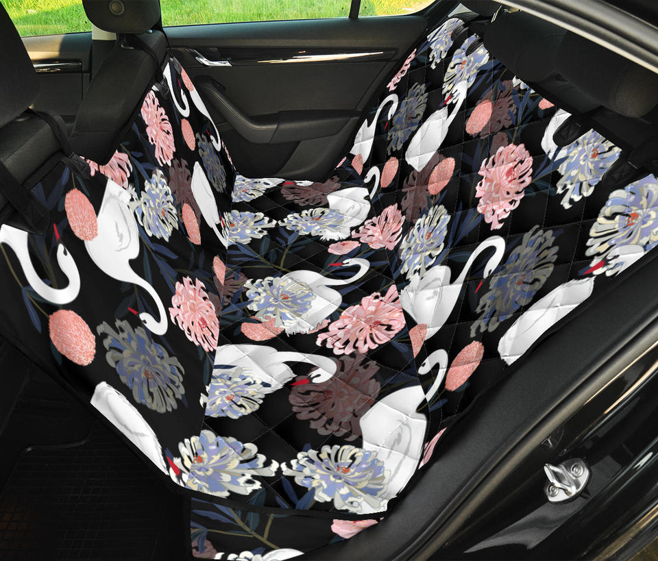 White Swan Blooming Flower Pattern Dog Car Seat Covers