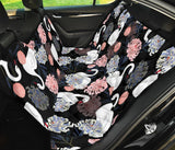 White Swan Blooming Flower Pattern Dog Car Seat Covers