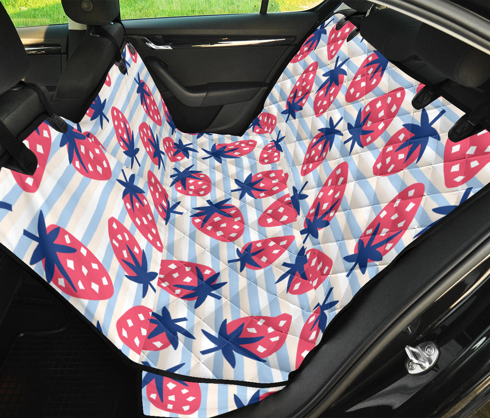 Strawberry Pattern Blue Lines Background Dog Car Seat Covers