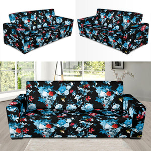 Skull Flower Roses Leave Pattern Sofa Slipcover