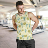 Seahorse shell starfish pattern background Men Tank Top