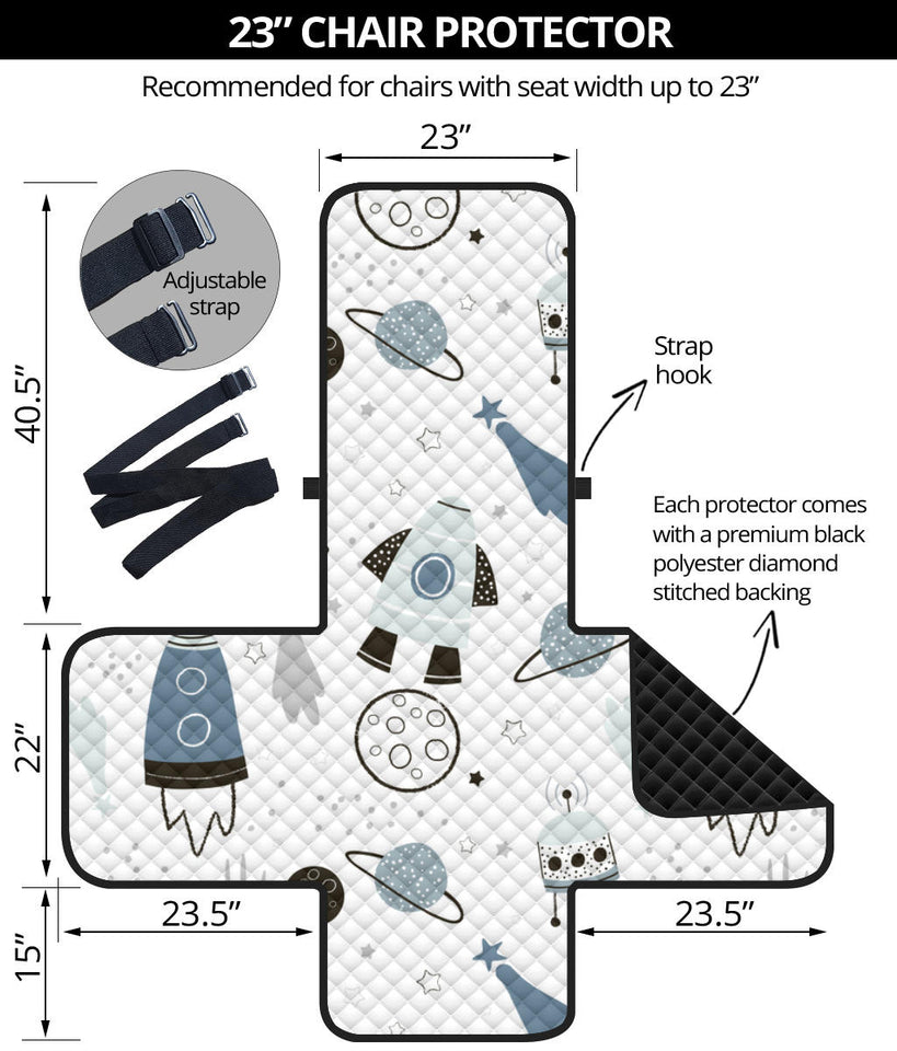 Hand drawn space elements space rocket star planet space probe Chair Cover Protector