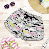 Mustache Beard Pattern Print Design 02 Women Shorts