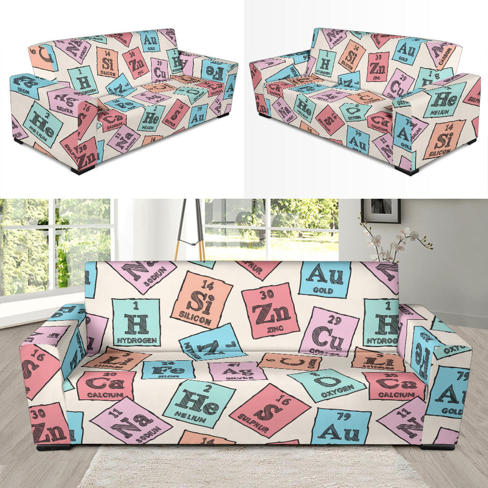 Chemistry Periodic Table Pattern Print Design 02 Sofa Slipcover