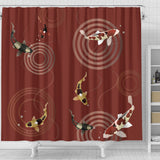 Koi Fish Carp Fish Red Background Shower Curtain Fulfilled In US