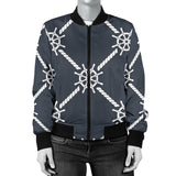 Nautical Steering Wheel Rope Pattern Women'S Bomber Jacket