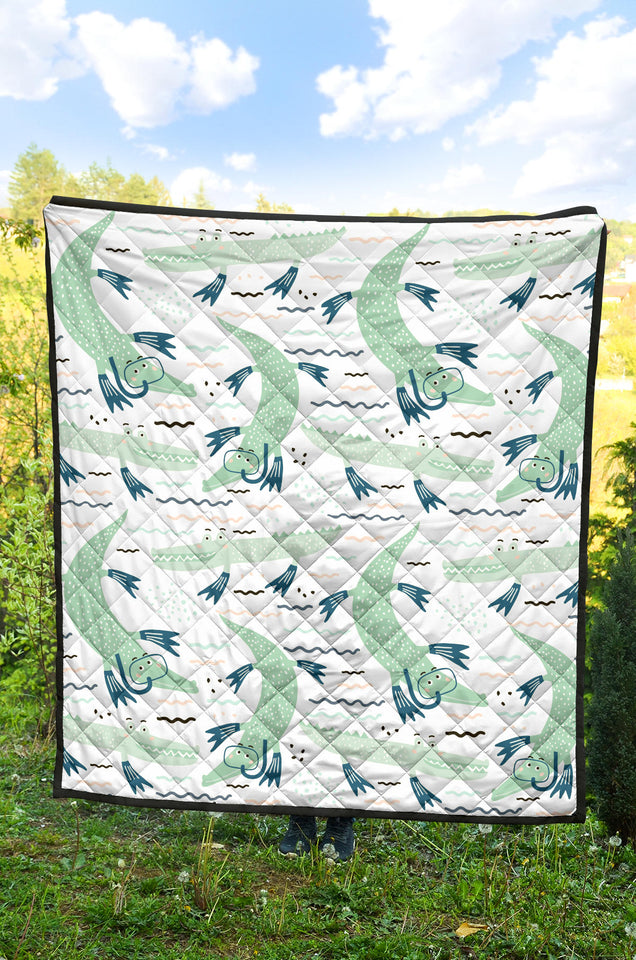 Crocodile Diver Pattern Premium Quilt