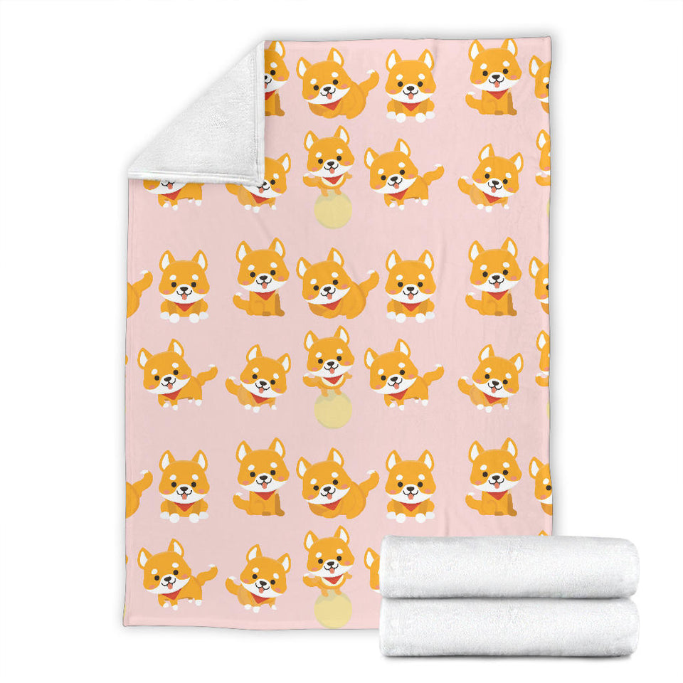Cute Shiba Inu Dog Pattern  Premium Blanket