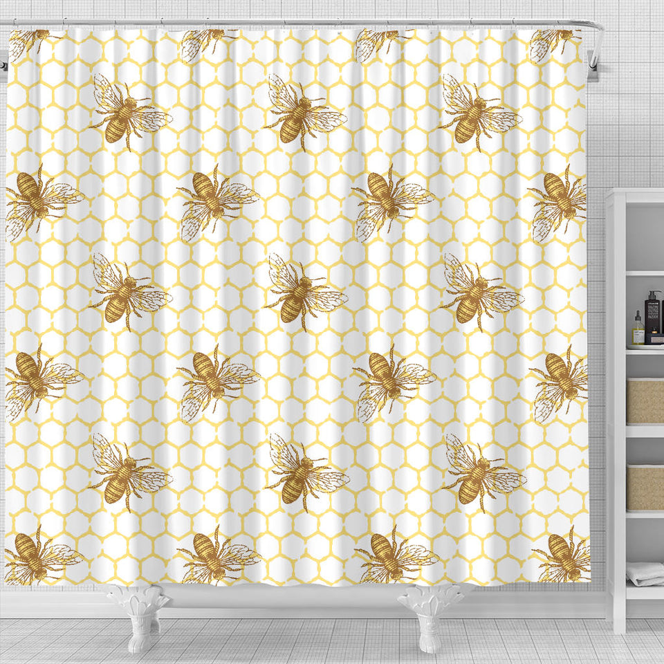Bee Honeycomb Seamless Design Pattern Shower Curtain Fulfilled In US