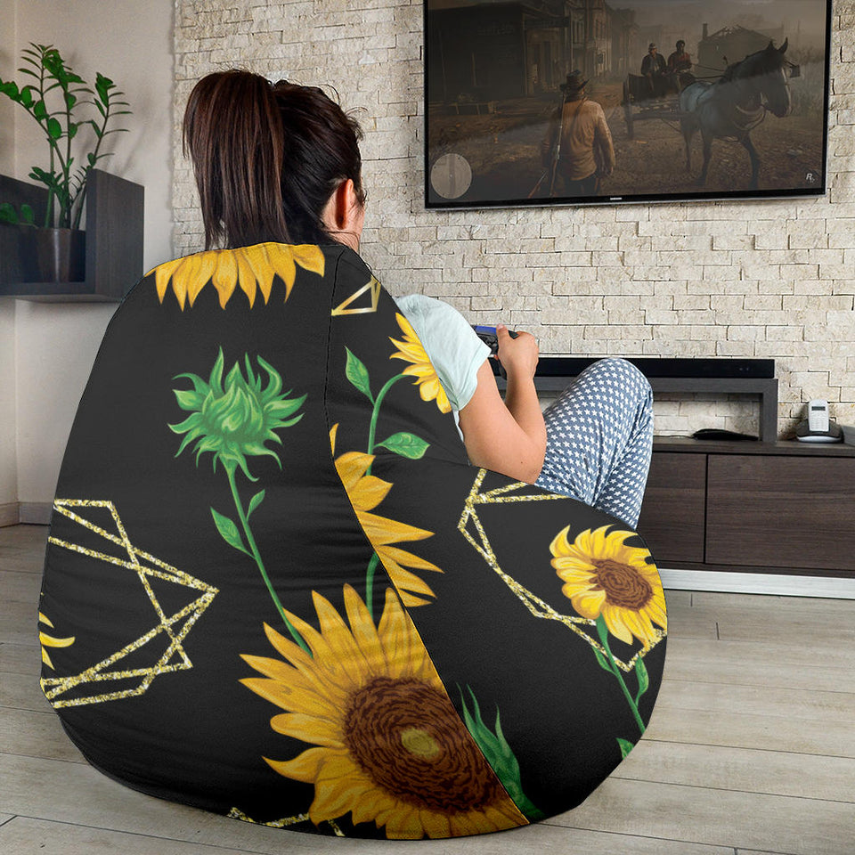 Sunflower Golden Polygonal Shapes Bean Bag Cover