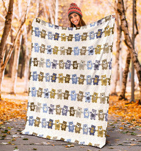 Teddy Bear Pattern Print Design 02 Premium Blanket