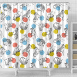 Siberian Husky And Colorful Circle Pattern Shower Curtain Fulfilled In US