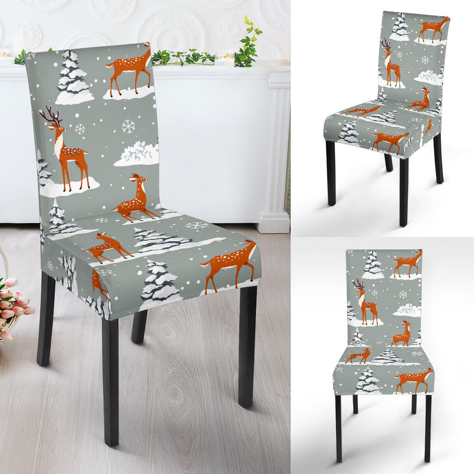 Beautiful Deers Winter Christmas Dining Chair Slipcover