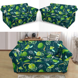 Lime Ice Flower Pattern Loveseat Couch Slipcover