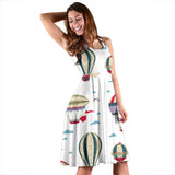 Hot Air Balloon Pattern Sleeveless Midi Dress