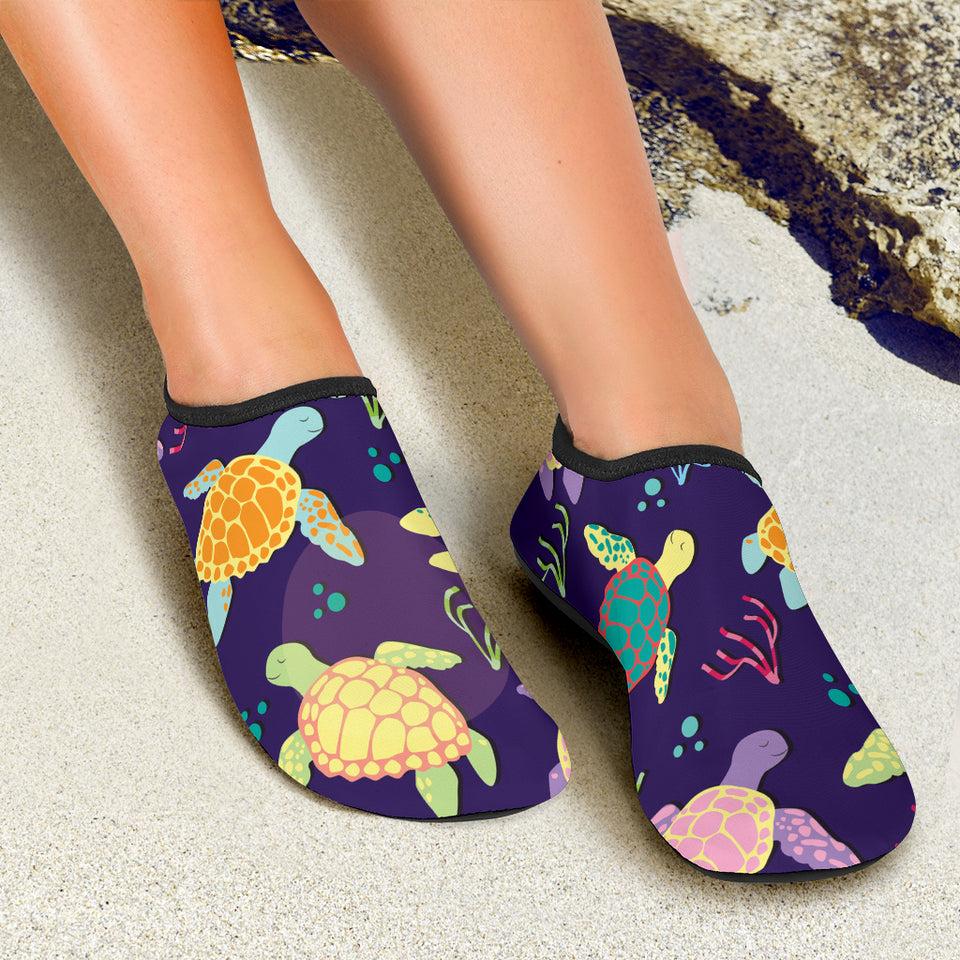 Colorful Sea Turtle Pattern Aqua Shoes