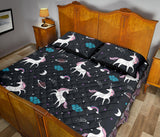 unicorn rainbows moon clound star pattern Quilt Bed Set