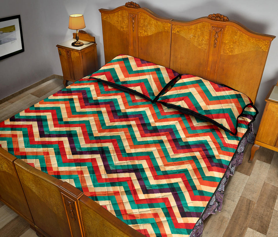 zigzag  chevron colorful pattern Quilt Bed Set