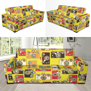 Camera Pattern Print Design 02 Sofa Slipcover
