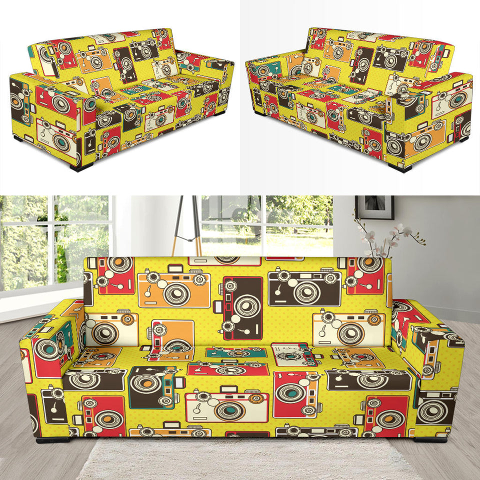 Camera Pattern Print Design 02 Sofa Slipcover