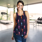 Watercolor colorful seahorse pattern Women Racerback Tank Top